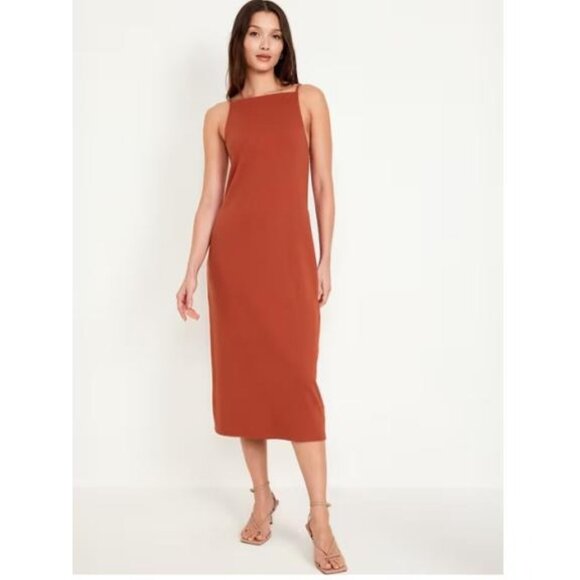 Old Navy Dresses & Skirts - NWT Old Navy Sleeveless Rib-Knit Midi Tank Dress, XL, Bodycon, bronzed amber